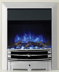 Logic2-Electric-Chartwell-with-Polished-effect-front-Polished-Steel-effect-frame-and-Log-effect-fuel-bed-on-blue-flame-setting-MI